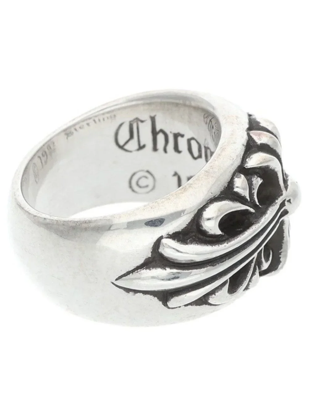 Chrome Hearts Flrl Crs Floral Cross Silver Ring